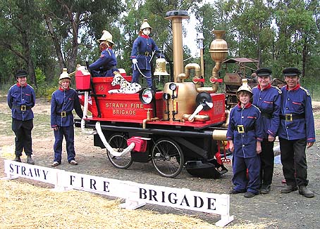 Strawy Fire Brigade Scarecrows and Firemen