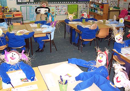 Classroom of scarecrows